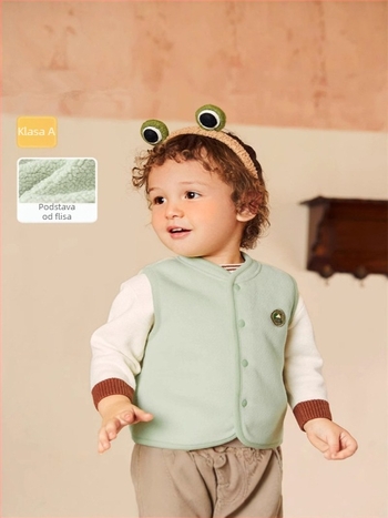Unisex dječja vesta od baršuna s fleece podstavom, za djecu 1–3 godine, jesen, jednoredna