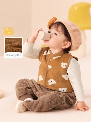 Unisex dječja vesta od baršuna s fleece podstavom, za djecu 1–3 godine, jesen, jednoredna