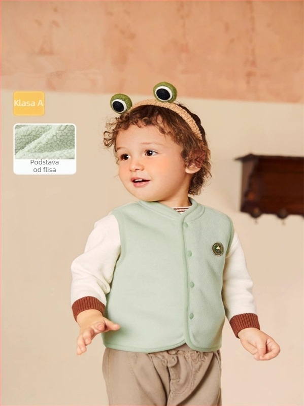 Unisex dječja vesta od baršuna s fleece podstavom, za djecu 1–3 godine, jesen, jednoredna