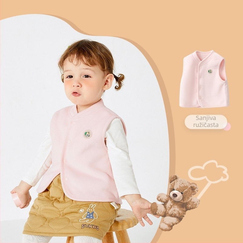Unisex dječja vesta od baršuna s fleece podstavom, za djecu 1–3 godine, jesen, jednoredna