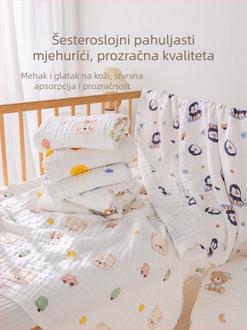 Kupaći ručnik za novorođenče – gazasta pamuk, karikatura uzorak, za novorođenčad (0–1 godina)