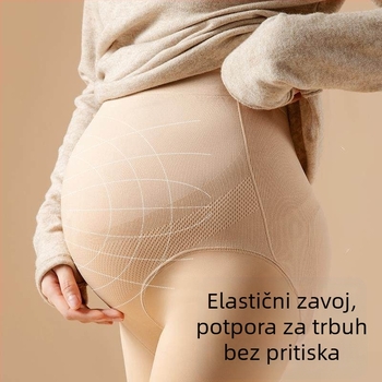 Trudničke tajice za proljeće, jesen i zimu, kožne boje, visok pojas za potporu trbuha, ženske tajice s fleece podstavom