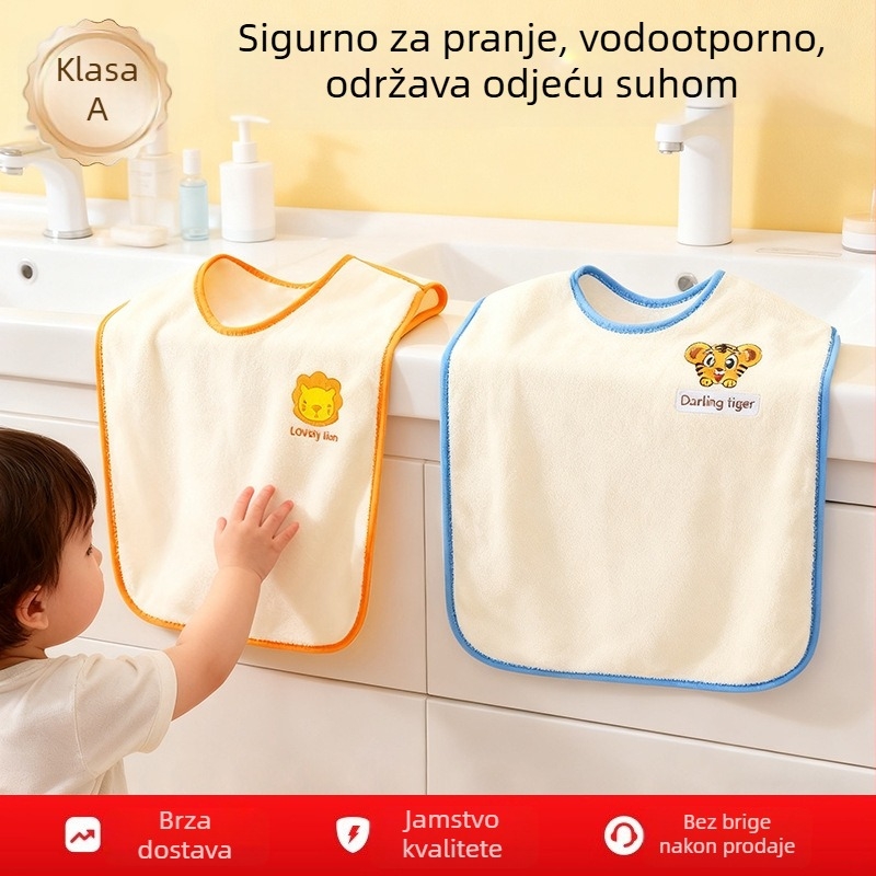 Langbainier Vodootporni bib za bebe i djecu - Coral fleece, Cartoon uzorak, uzrast 3-8 godina