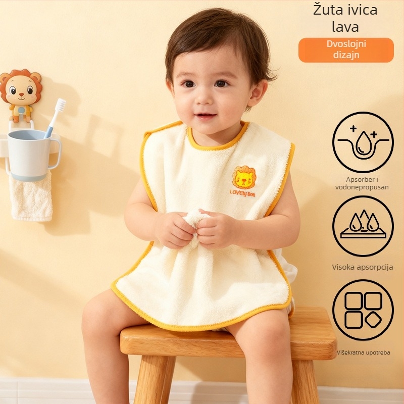 Langbainier Vodootporni bib za bebe i djecu - Coral fleece, Cartoon uzorak, uzrast 3-8 godina