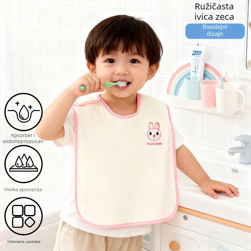 Langbainier Vodootporni bib za bebe i djecu - Coral fleece, Cartoon uzorak, uzrast 3-8 godina