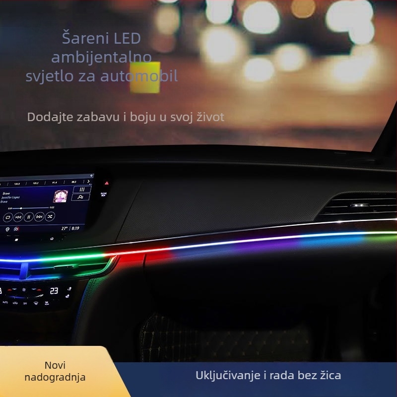 Automobilska LED akrilna dinamična atmosferska svjetlost, 12V, bez žica, prilagodljiva