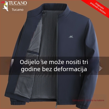 Muška jakna s kapuljom od zaječjeg krzna, slobodan kroj, zip, dugi rukavi, standardna duljina