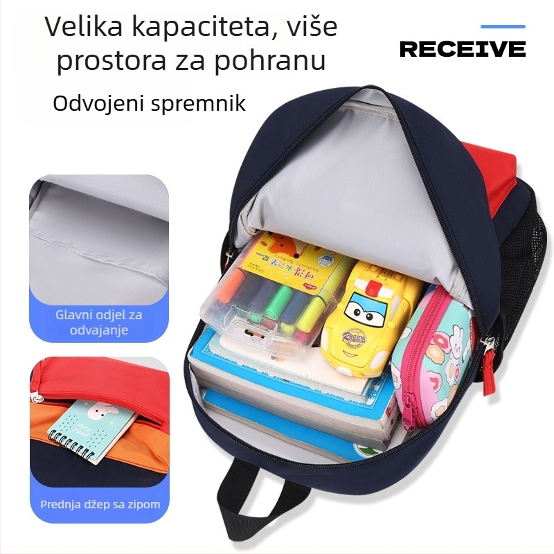 Ruksak za vrtić za djecu 3-5 godina - Crtani dizajn, jednostavan uzorak, vodootporan, ultra lagan, poliester