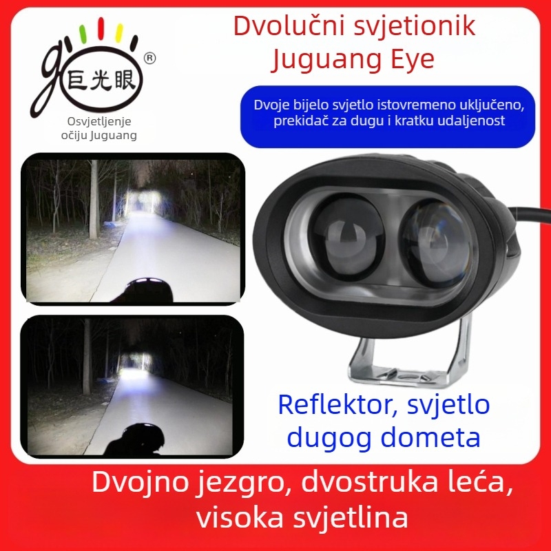 LED prednja svjetiljka za električni skuter i tricikl, 15W, 12–80V univerzalno, kućište od aluminija die-cast, vodootporno