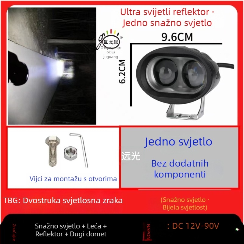 LED prednja svjetiljka za električni skuter i tricikl, 15W, 12–80V univerzalno, kućište od aluminija die-cast, vodootporno