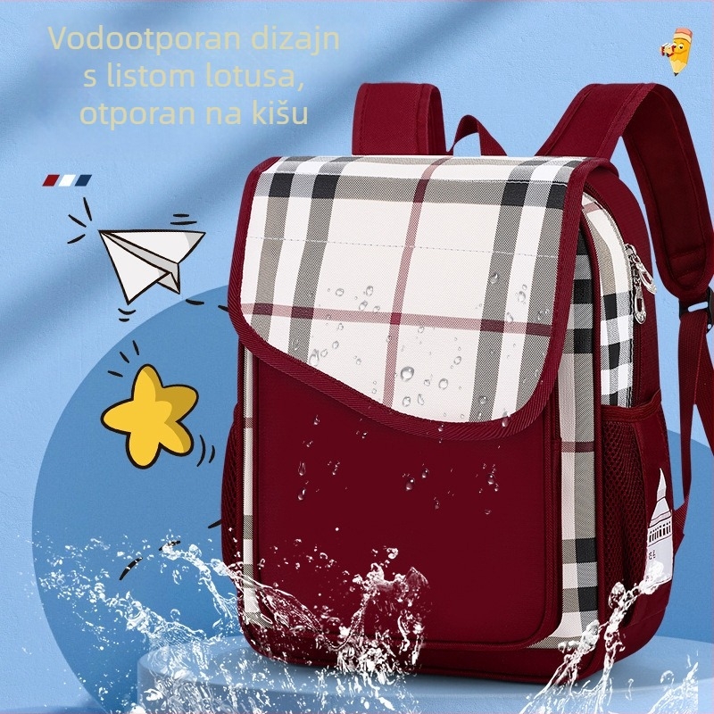 Ruksak za vrtić, platneni, unisex, prozračan, naramenice s zračnim jastukom, podstava od poliestera, karirani uzorak