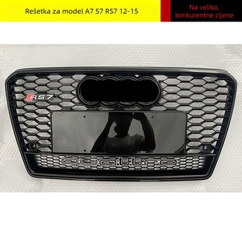 Prednja rešetka s pčelinjim uzorkom za Audi A7 (12–15), ABS plastika, montaža na prednji branik, dimenzije 95×15×45 cm, težina 4 kg