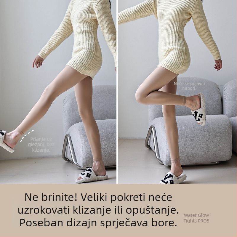 Najlon čarape s stopalima, debeli, jednobojni uzorak