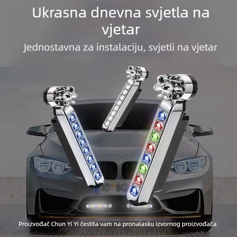 Vjetrom pogonjeno LED upozoravajuće svjetlo za automobilsku rešetku (DL-011, ABS+PCB, Univerzalno, Simulirano upozoravajuće svjetlo, Chun yi yi)