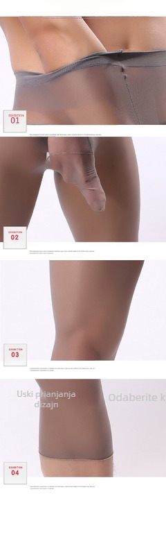 Muške cropped pantyhose – prozirna svilenkasta završnica, dizajn s džepom, ultratanki najlon, jednobojni uzorak, nevidljivo oblikovanje