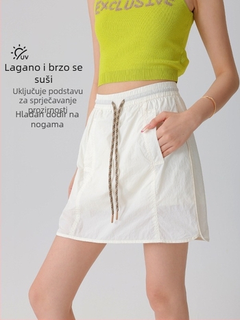 Nova ženska radna suknja-hlače – ljeto, brzo sušeći Ice Silk, visokim strukom, A-linija, udoban slobodan kroj