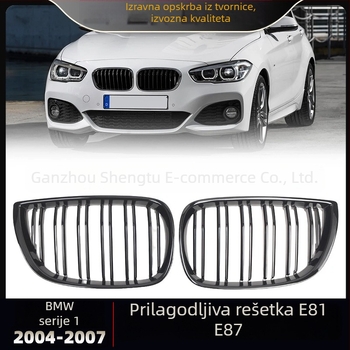 BMW 1 Series E81/E87 prednja dvostruka grila – ABS plastika, ugradnja u srednji dio prednje maske, 2004-2007