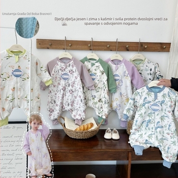 Dječja spavaća vreća s podijeljenim nogama – tkanina od kašmira i svile, podstav poliester, punilo poliester, karikatura uzorak, za proljeće i jesen