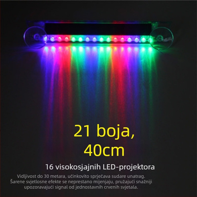 Automobilsko LED upozoravajuće svjetlo na solarni pogon sa strob funkcijom za sprječavanje sudara straga