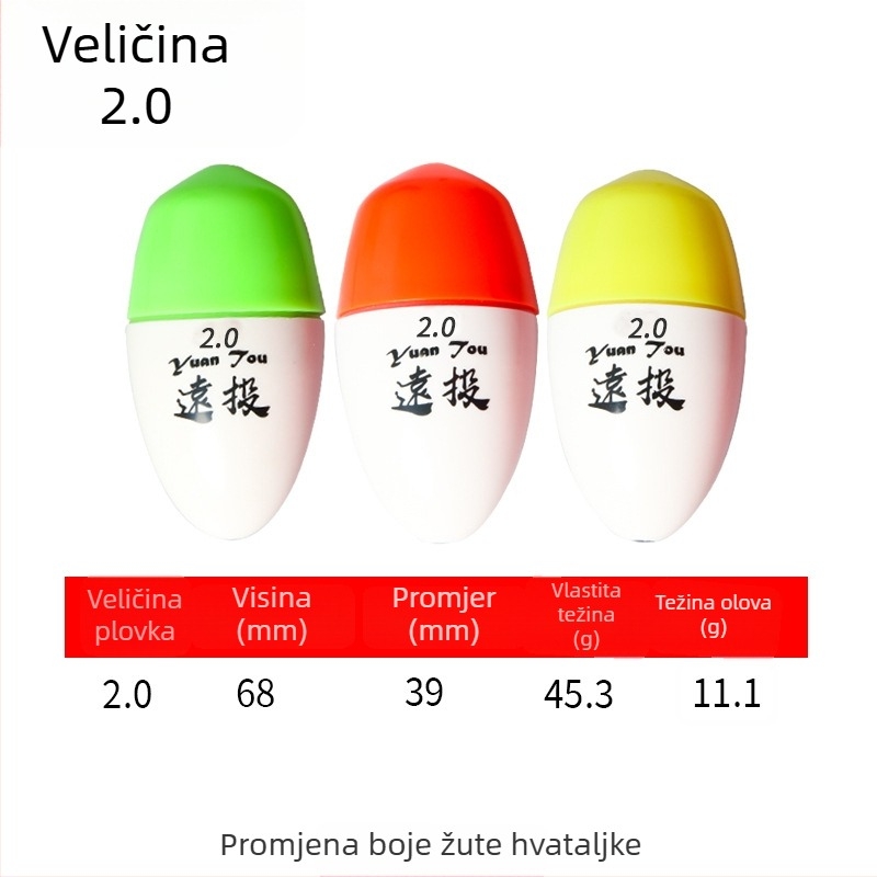 Plastični ribolovni drift buoy za dugačke bacanja u morskom ribolovu, svijetleći