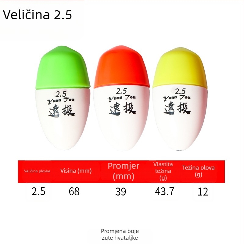 Plastični ribolovni drift buoy za dugačke bacanja u morskom ribolovu, svijetleći