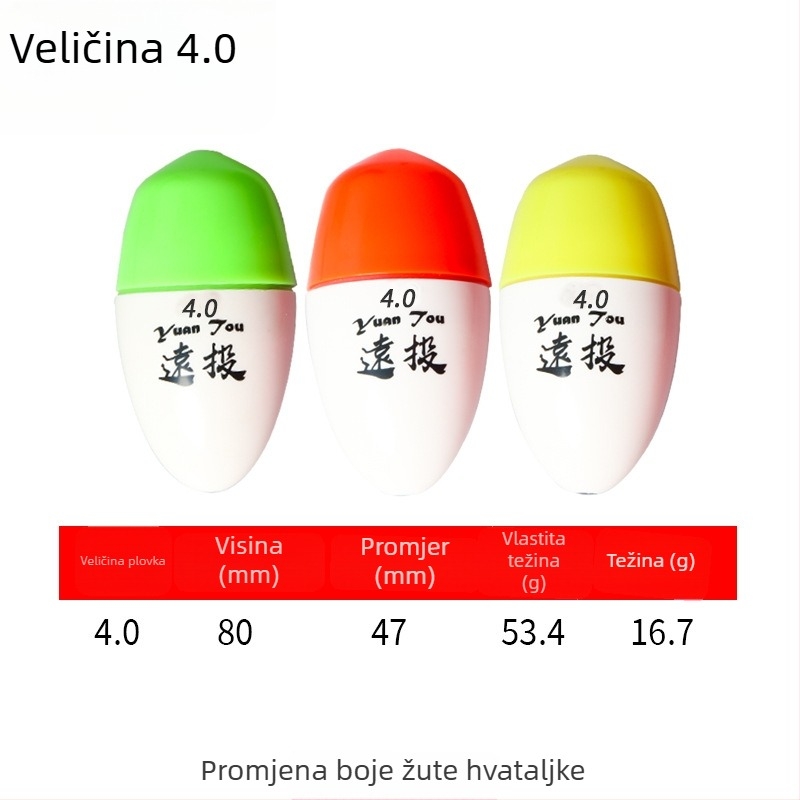 Plastični ribolovni drift buoy za dugačke bacanja u morskom ribolovu, svijetleći
