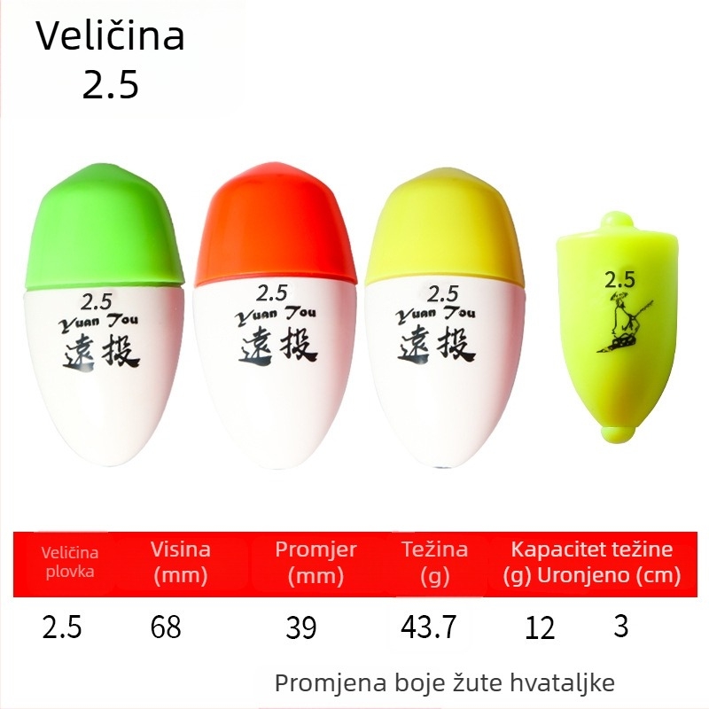 Plastični ribolovni drift buoy za dugačke bacanja u morskom ribolovu, svijetleći