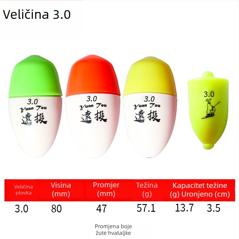 Plastični ribolovni drift buoy za dugačke bacanja u morskom ribolovu, svijetleći