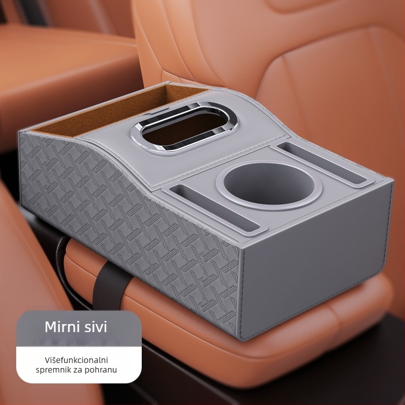 Kožna podložka za povećanje naslona za ruku u automobilu, univerzalna kutija za pohranu s pretincem za maramice, Green fruit marka