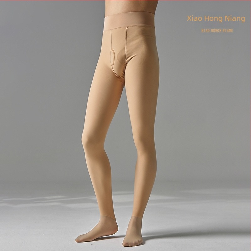 Muške termalne hulahopke s flisom, vertikalnim prednjim otvorom, oblikovanje i podizanje stražnjice, 70–80% elastana, debeli pleteni materijal