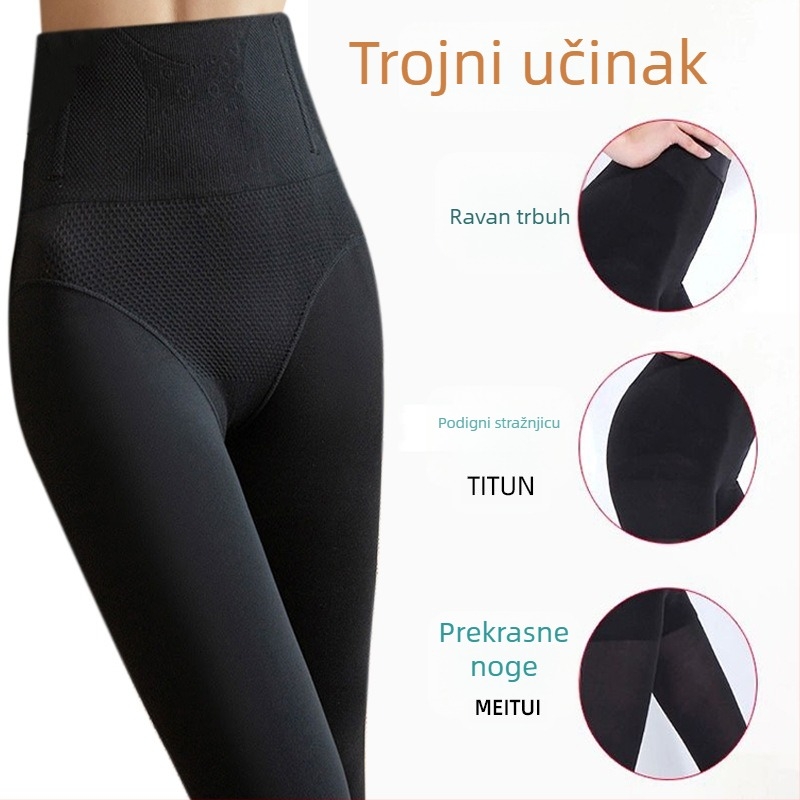 Flis podstavljene, visoki struk, legice s uzorkom riblje kosti za podizanje stražnjice, od najlona