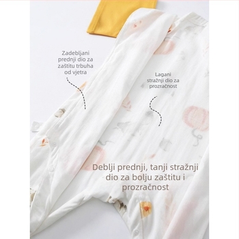 Dječji vreća za spavanje od bambusovih vlakana, jedinstven dizajn s odvojenim nogama, unutarnji sloj od pamuka, kućni osnovni sloj, topla noćna odjeća