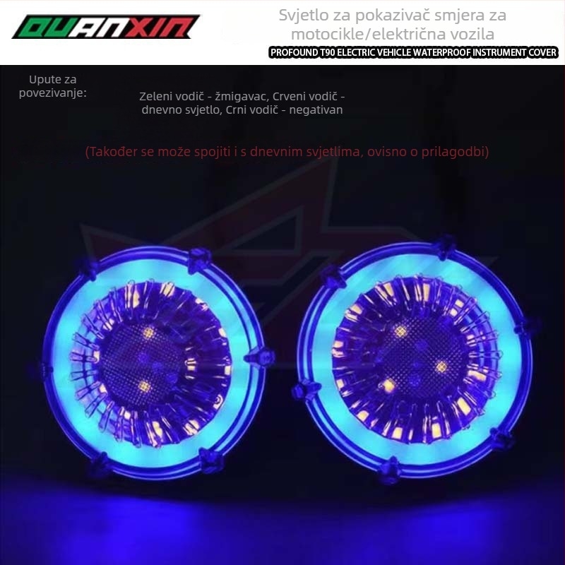 Univerzalna LED signalizacija za motocikl i električno vozilo – okrugli dizajn, 12V, LED, višebojna (bijela/plava/crvena), trajanje 30.000 sati