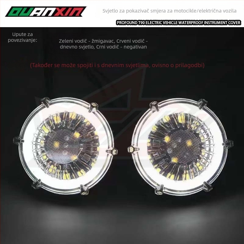 Univerzalna LED signalizacija za motocikl i električno vozilo – okrugli dizajn, 12V, LED, višebojna (bijela/plava/crvena), trajanje 30.000 sati