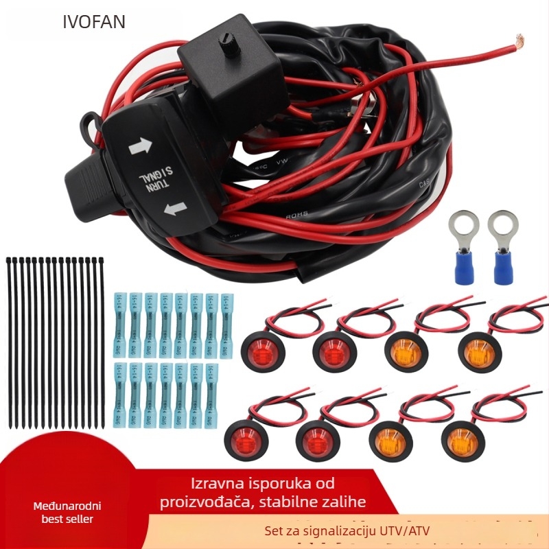 Kabelski komplet za svjetla za signalizaciju ATV/UTV s reléom, LED svjetlom i rocker prekidačem — CP-3026, 30W, 12V