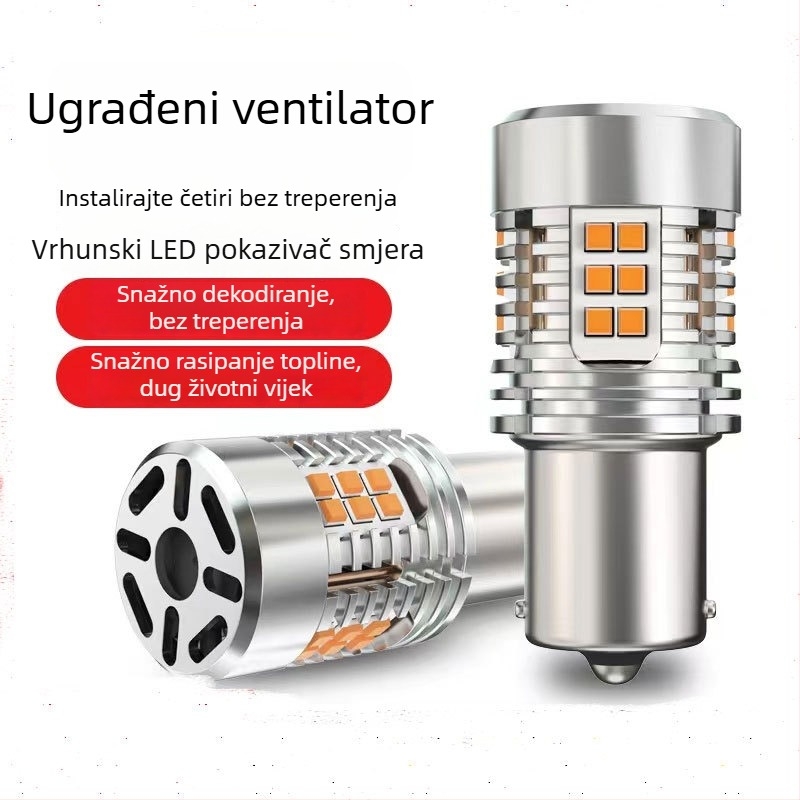 Automobilska LED signalizacija 1156/T20 s ventilatorom za hlađenje, 24W, 12-24V, 24SMD