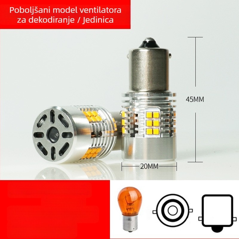 Automobilska LED signalizacija 1156/T20 s ventilatorom za hlađenje, 24W, 12-24V, 24SMD