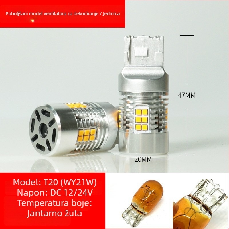 Automobilska LED signalizacija 1156/T20 s ventilatorom za hlađenje, 24W, 12-24V, 24SMD