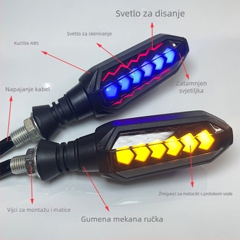 LED signalizator za motocikle, univerzalno 12V, model CC-035, ABS kućište, s pulsirajućim i skenirajućim svjetlom