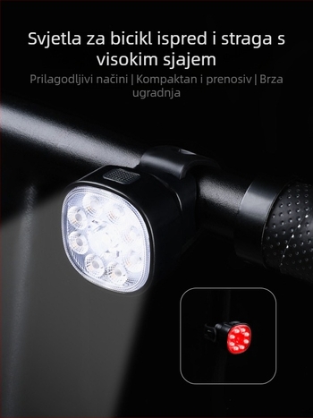 Set svjetala za bicikl: prednje i stražnje, vodootporan dizajn, Type-C punjenje, LED visoke svjetline, za planinske i cestovne bicikle