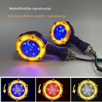 Motociklistički LED rotirajući sekvencijalni pokazivač smjera, 12V univerzalno, model D-174 (ABS kućište + LED 6626)