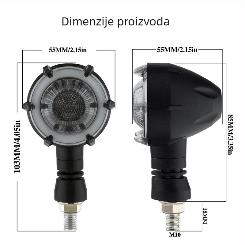 Motociklistički LED rotirajući sekvencijalni pokazivač smjera, 12V univerzalno, model D-174 (ABS kućište + LED 6626)