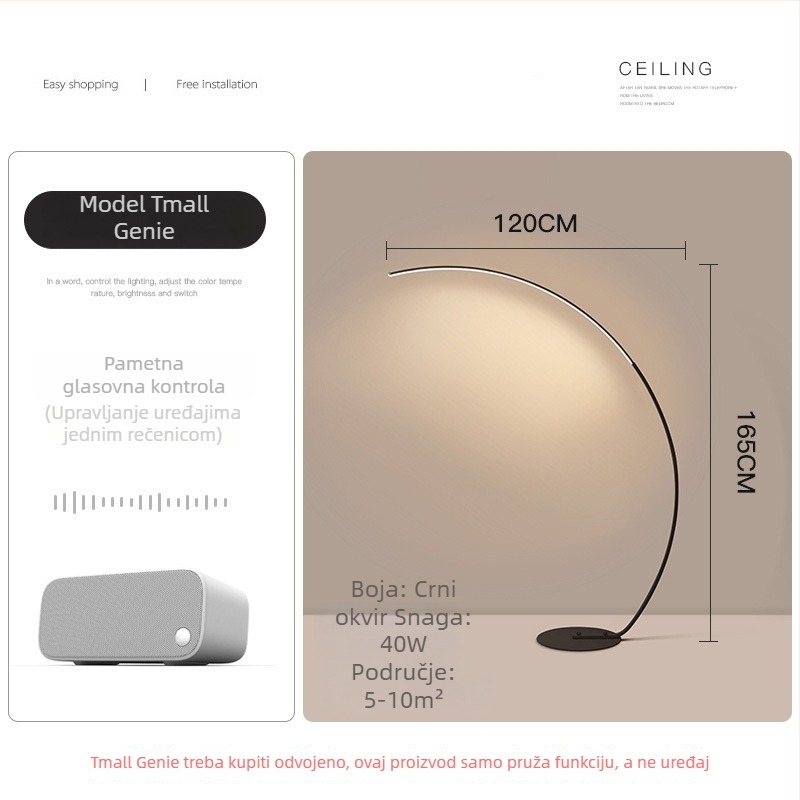 Stajaća LED lampa, nordijskog stila, sjenilo od željeza, raspon osvjetljenja 10–15 m², 220V