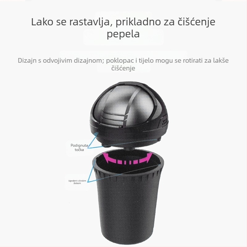 Pepeljara za auto s LED HY-412, marka YAC – višenamjenski kreativni dizajn
