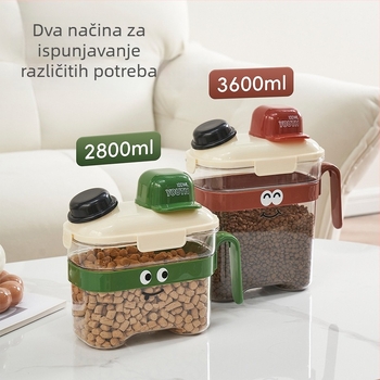 Kontejner za hranu za kućne ljubimce — zapečaćen, otporan na vlagu, plastičan, 1600 ml, za mačke i pse
