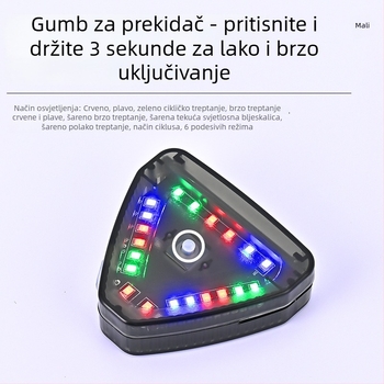 Bežično solarno navigacijsko svjetlo za automobile i motocikle s LED migom upozorenja na sudar iza — 5W, 12V, 0.5A, Model: Solar Triangle Light, Materijal: ABS, Ljepljiva ugradnja