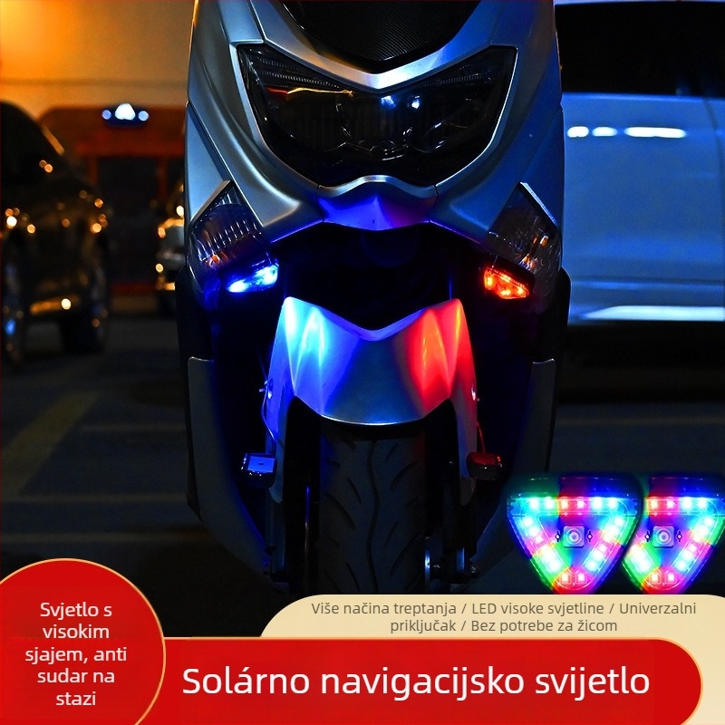 Bežično solarno navigacijsko svjetlo za automobile i motocikle s LED migom upozorenja na sudar iza — 5W, 12V, 0.5A, Model: Solar Triangle Light, Materijal: ABS, Ljepljiva ugradnja