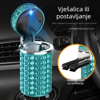 Automobilska pepeljara s metalnom konstrukcijom, brend Perfect Music, model 013, biomimikri proizvodnja, pogodno za dom i automobil