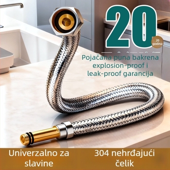 Crijevo za tuš od nehrđajućeg čelika 304, otporno na eksploziju, univerzalno za toplu i hladnu vodu, 1,6 MPa, 0–100 °C, nepropusno