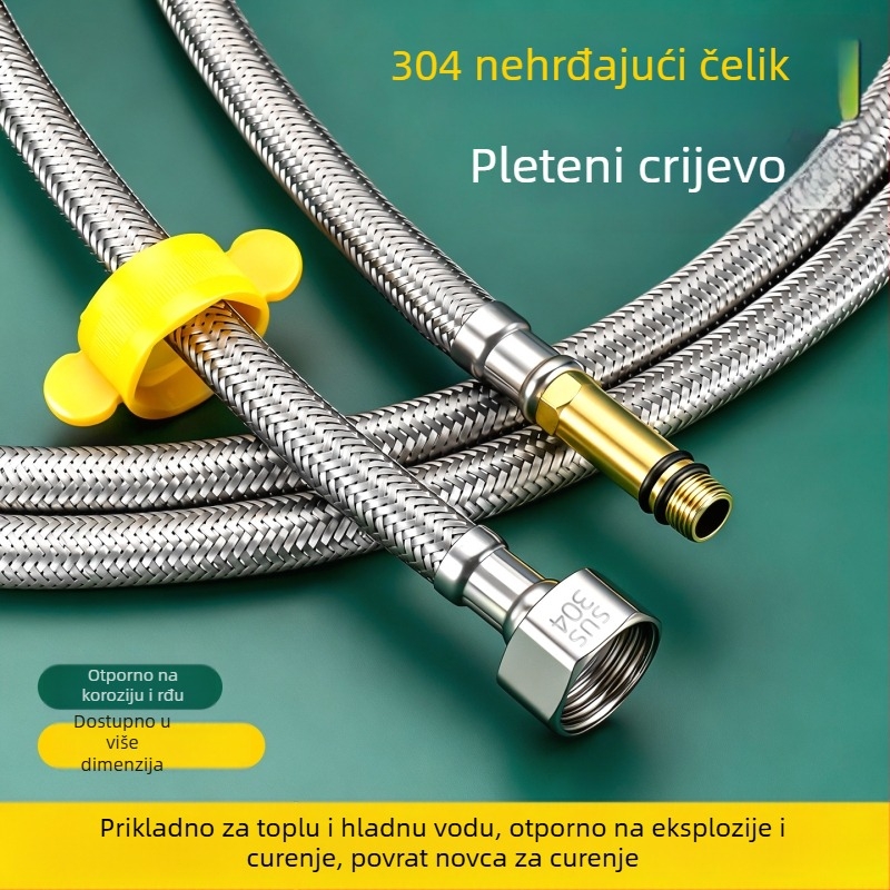 Crijevo za tuš od nehrđajućeg čelika 304, otporno na eksploziju, univerzalno za toplu i hladnu vodu, 1,6 MPa, 0–100 °C, nepropusno